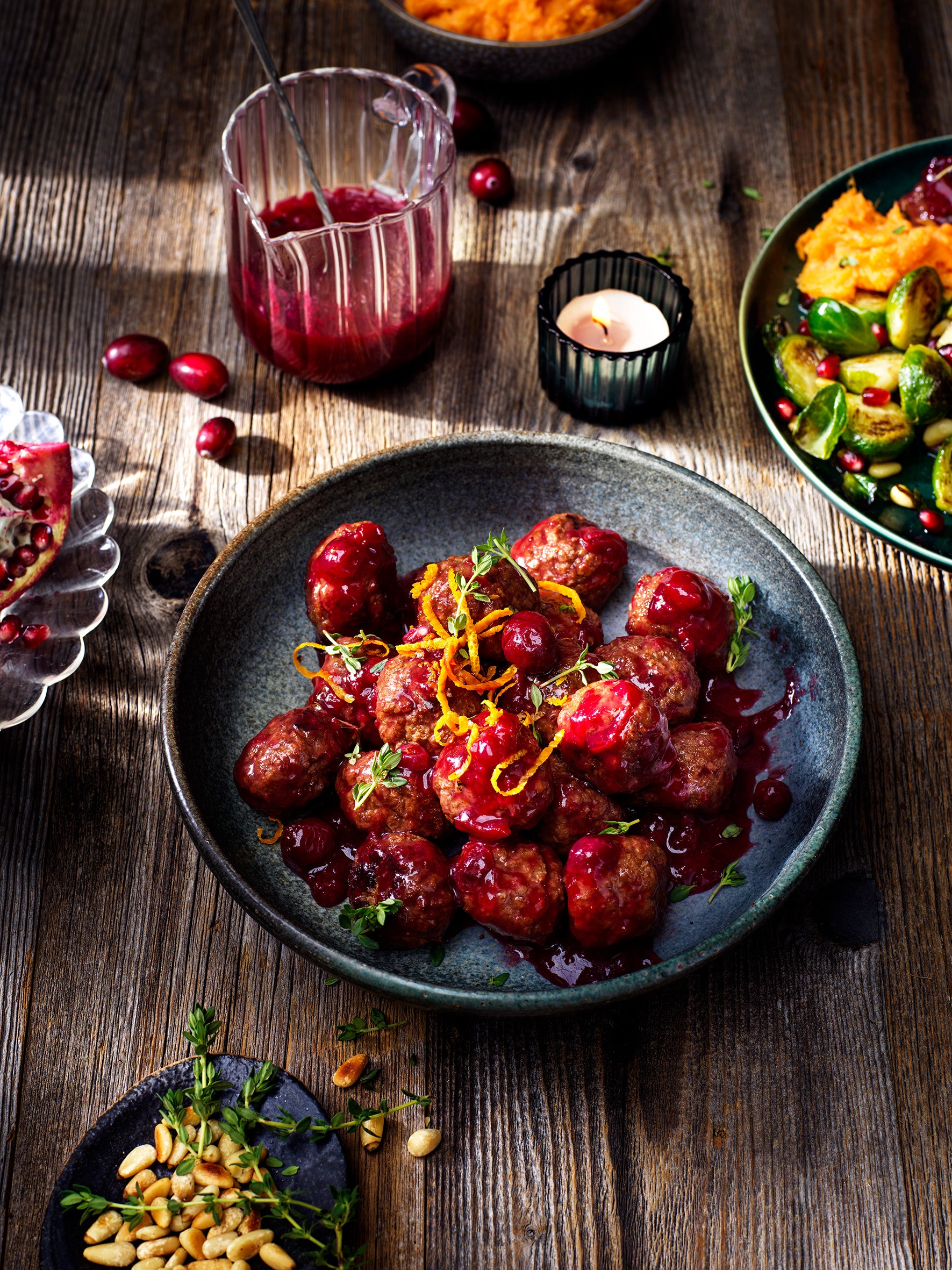 Vegetarian balls is cranberry sauce Vegetarian balls is cranberry sauce