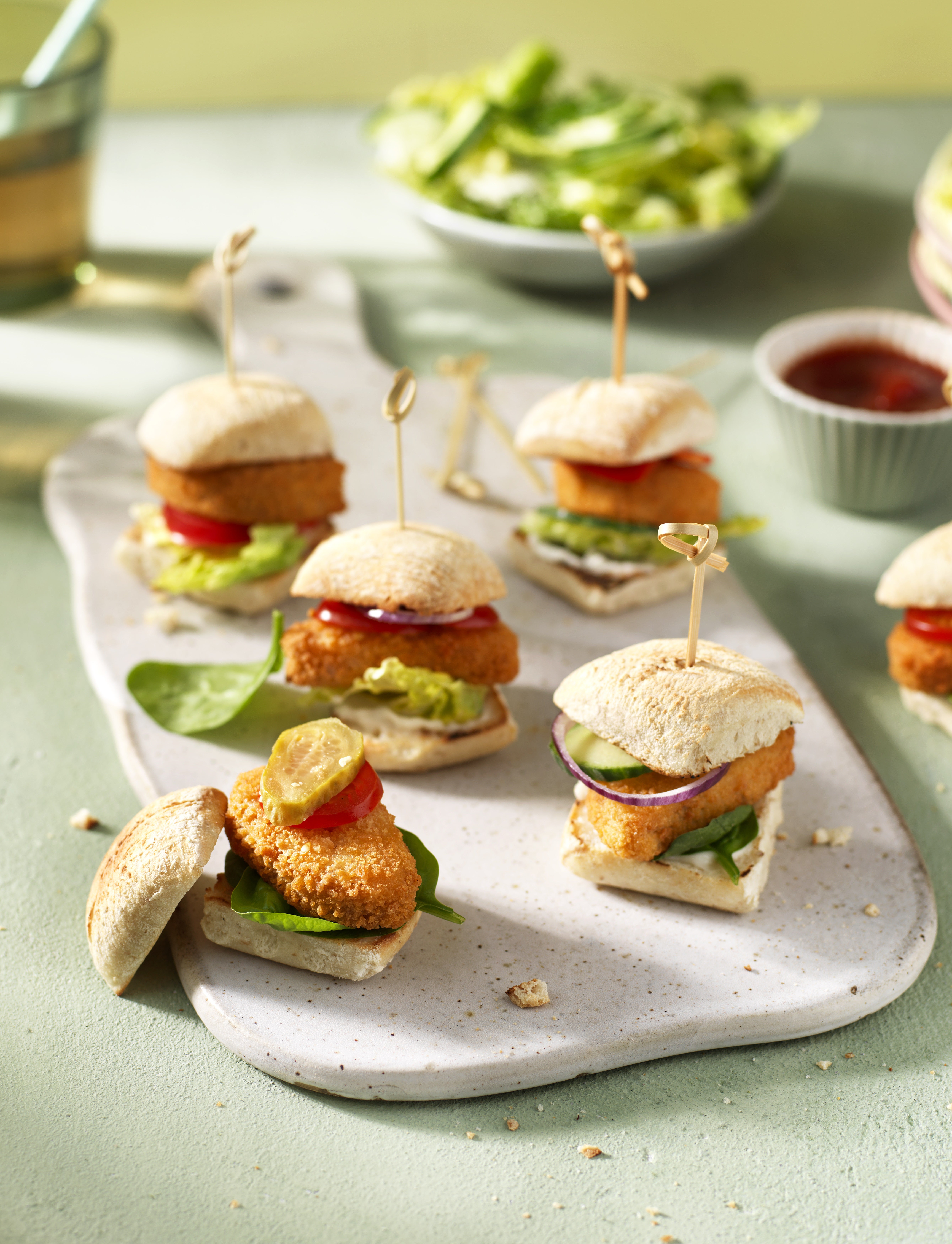 Mini Vegan Nugget Sliders Mini Vegan Nugget Sliders