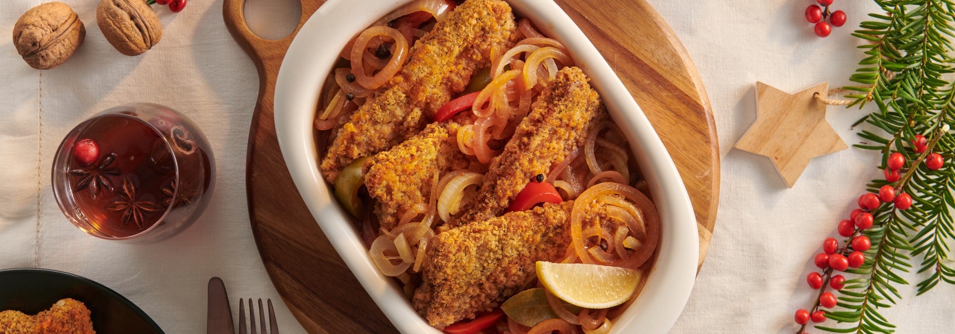 Filet Wegański a'la Rybny w oleju z cebulą i pomidorami