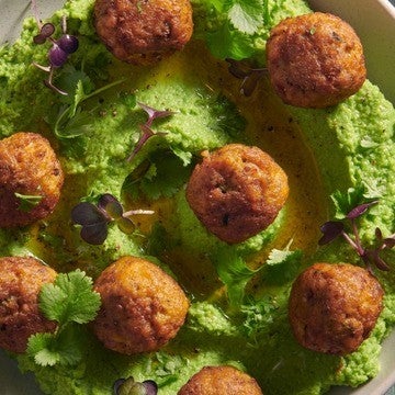 Zielony hummus z Wegańskim Falafelem