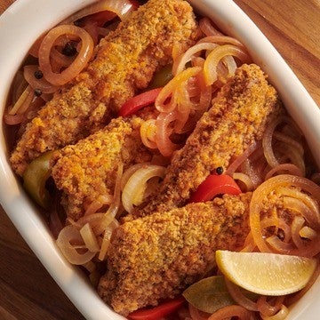 Filet Wegański a'la Rybny w oleju z cebulą i pomidorami