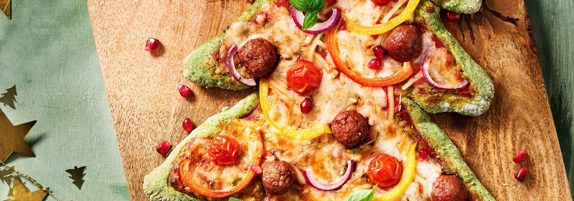 Weihnachtsbaum-Pizza mit dem Garden Gourmet Sensational Hack