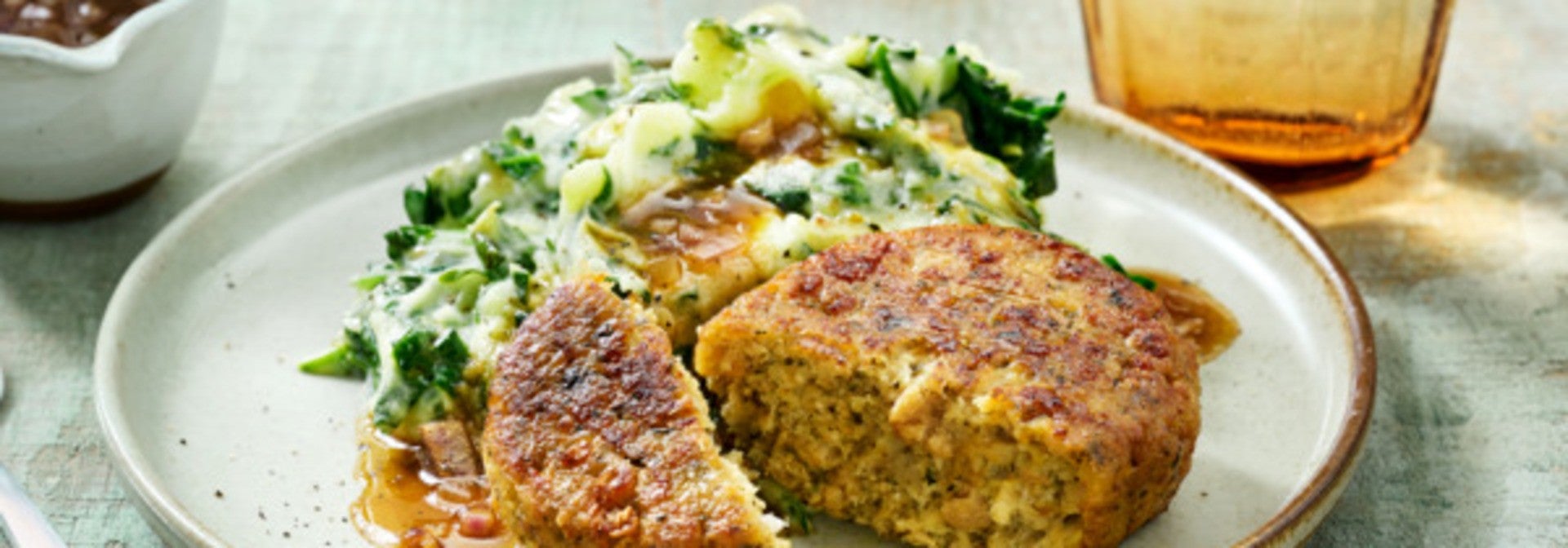 Szpinakowy Stamppot z Wegańskim Frikadelle