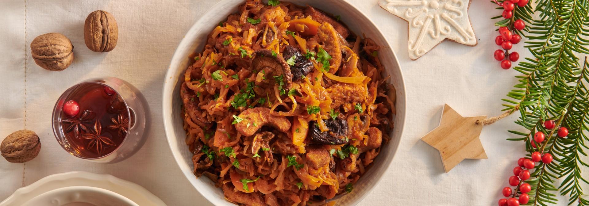 Bigos świąteczny z grzybami i Filecikami Roślinnymi Garden Gourmet