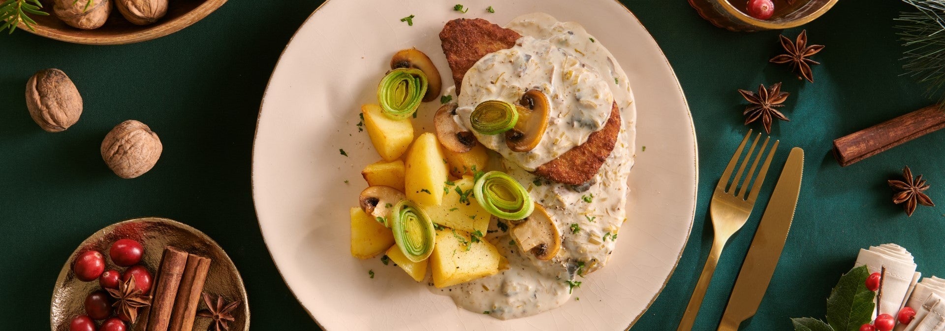 Filet Roślinny w sosie porowo-pieczarkowym