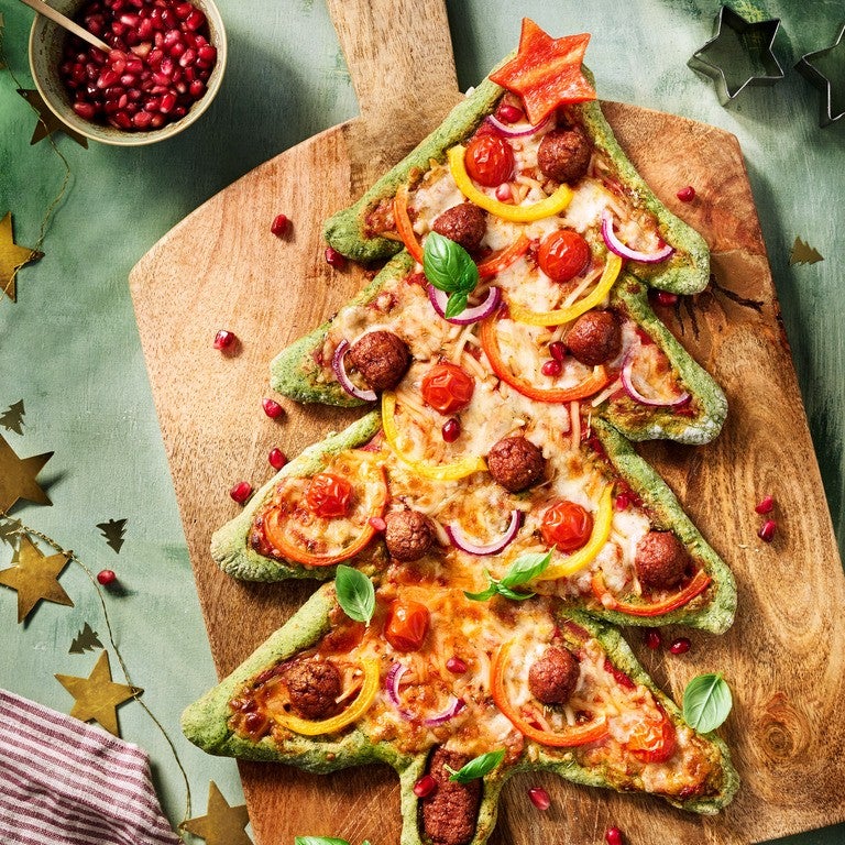 Weihnachtsbaum-Pizza mit dem Garden Gourmet Sensational Hack