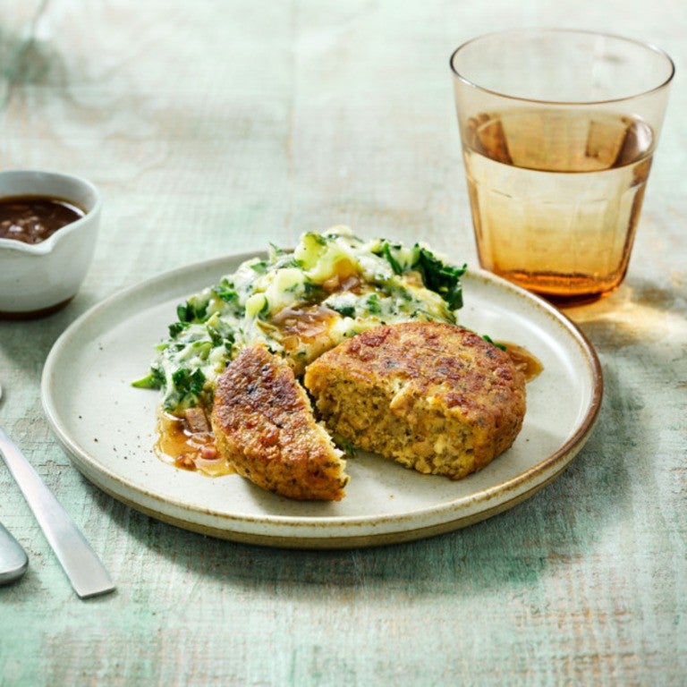 Szpinakowy Stamppot z Wegańskim Frikadelle