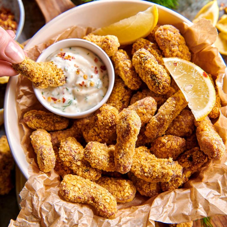 Nuggetsy z „kurczaka” w kukurydzianej panierce Nuggetsy z „kurczaka” w kukurydzianej panierce