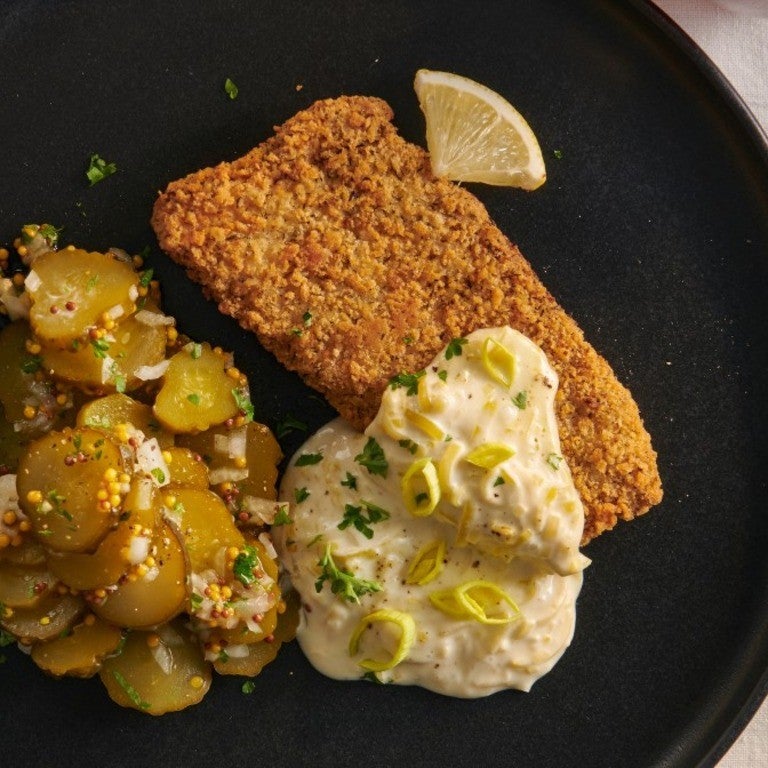 Filet Wegański a’la Rybny w maślanym sosie porowym